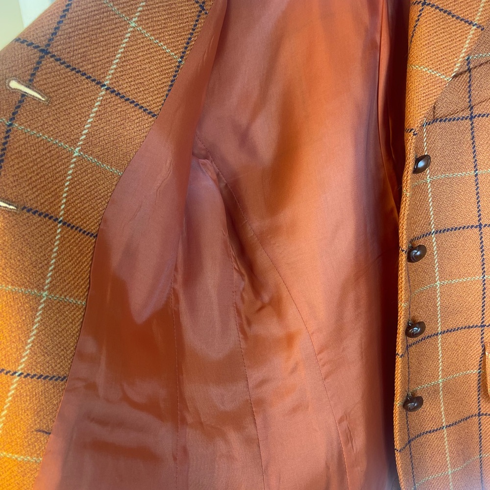 Burberry Orange Checkered Blazer - Picture 12 of 16